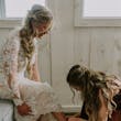 Bride Wearing Lace Sheath Wedding Dress Francesca By Maggie Sottero