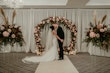 Groom With Bride Wearing Crepe Fit-And-Flare Wedding Dress Juanita Louise By Maggie Sottero