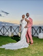 Bride In Boho Lace Wedding Dress Called Burke By Maggie Sottero With Groom In Pink