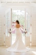 Bride Showing Off Back Of Minimal Mermaid Mikado Dress Called Pippa By Rebecca Ingram