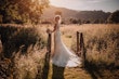 Real Bride wearing rustic boho lace wedding dress called Kendall by Maggie Sottero.