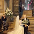 Bride Wearing Glam Long Sleeve Wedding Dress Called Seneca By Sottero And Midgley With Groom