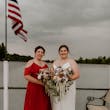 Bride wearing Tuscany Marie wedding dress by Maggie Sottero with her friend