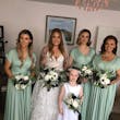 Bridal Party with Real Bride in Floral A-Line Wedding Dress with Soft, Dreamy Layers Called Lorenza by Maggie Sottero