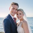 Bride Wearing Beaded Wedding Dress Called Luella By Sottero And Midgley With Groom With The Ocean Behind Them