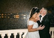 Bride wearing Ekaterina by Maggie Sottero being kissed on the head