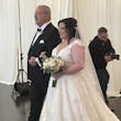 Bride Wearing Lace Ballgown Wedding Dress Called Kiernan By Sottero And Midgley Walking Down The Aisle