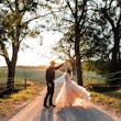 Bride In A-line V-Neckline Minerva Rebecca Ingram With Groom