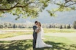 Real Bride in Geometric Lace Bridal Dress with Sweetheart Neckline Called Dover by Maggie Sottero