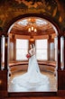 Real Bride Wearing A Fitted White Wedding Dress Named Veronique by Maggie Sottero