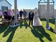 Real Bride in Romantic Sweetheart Neckline Wedding Dress with Floral Lace Motifs Called Hattie Lane Lynette Marie by Rebecca Ingram