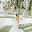 Bride Wearing White Lace A-line