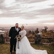 Plus Size Bride Wearing Lace Princess Wedding Dress Called Mallory Dawn By Maggie Sottero With Groom