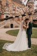 Bride In A-line Illusion Bodice Jill Rebecca Ingram With Groom