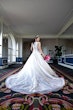 Bride Wearing Lace Ball Gown With Customized Sleeves Tovah By Sottero And Midgley