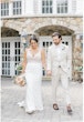 Bride In Crepe Wedding Dress Called Carmen By Rebecca Ingram 