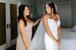 Bride Wearing Sexy Crepe Sheath Wedding Dress Cambridge By Sottero And Midgley