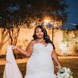 Real Bride in Ruched Tulled Mermaid Wedding Dress with Beaded Lace Motifs Called Georgia by Rebecca Ingram