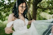 Bride Wearing Off-The-Shoulder Princess Wedding Dress Mavis By Rebecca Ingram